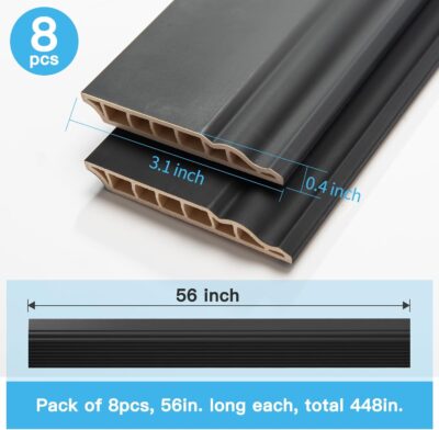 Art3d Black Wall Baseboard Molding Trim 8-Pack - Image 6