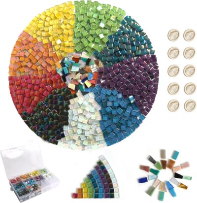 Assorted Iridescent Crystal Mosaic Tiles for Crafts, 1.5lb