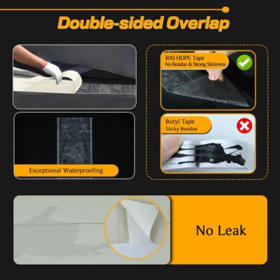 BXI HDPE Double Sided Sealant Lap Tape, 4"x65', Waterproof Membrane Bonding - Image 3