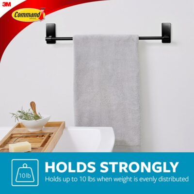 Matte Black Towel Bar with Water Resistant Command Strips - Image 5