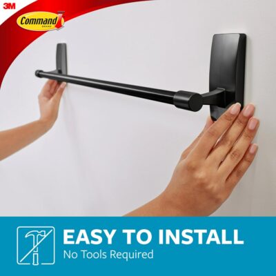 Matte Black Towel Bar with Water Resistant Command Strips - Image 4