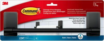 Matte Black Command Hand Towel Bar: 9" Holds 3 lbs - Image 2