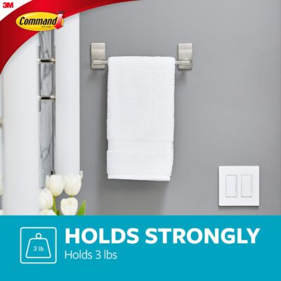 Satin Nickel Hand Towel Bar with 4 Command Strips - Image 3