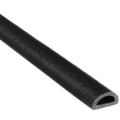 D-Shaped Rubber Seal - .215" Height, .375" Width, 25' Length