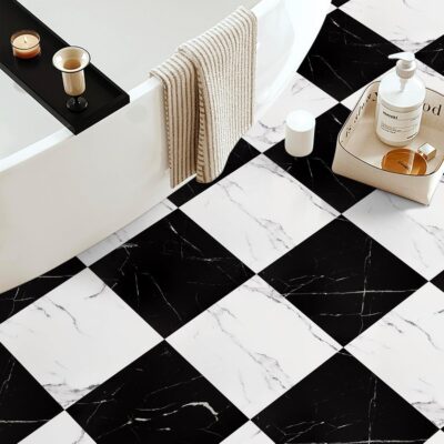 Elffloor Black Marble Peel and Stick Vinyl Flooring, 10 Pcs - Image 7