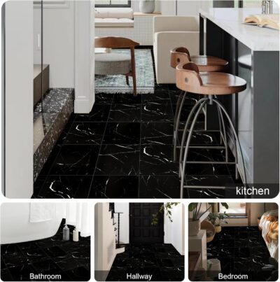 Elffloor Black Marble Peel and Stick Vinyl Flooring, 10 Pcs - Image 5