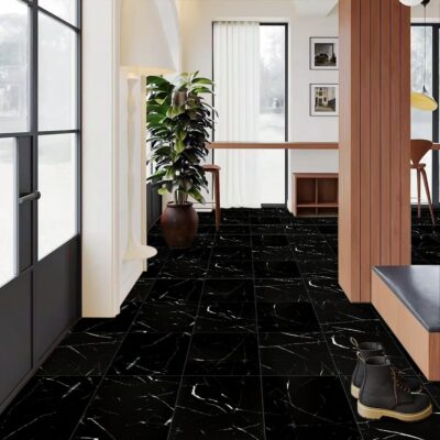 Elffloor Black Marble Peel and Stick Vinyl Flooring, 10 Pcs - Image 9