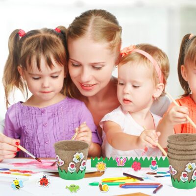 Kids Garden Pot Craft Kit with 190 Foam Stickers - Image 5