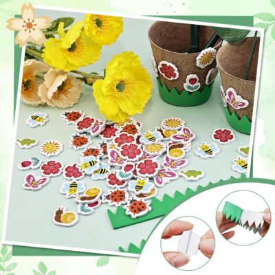 Kids Garden Pot Craft Kit with 190 Foam Stickers - Image 3