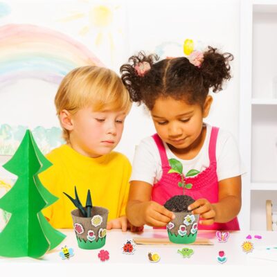 Kids Garden Pot Craft Kit with 190 Foam Stickers - Image 7