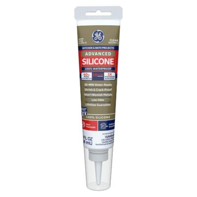 GE Advanced Silicone Caulk - 100% Waterproof, 5X Stronger, Clear