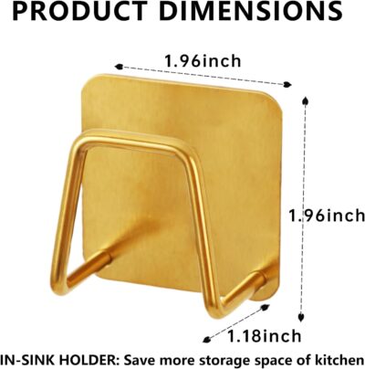 Gold Stainless Steel Adhesive Sponge Holder for Kitchen Sink - Image 2