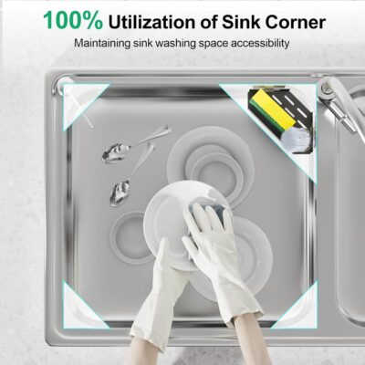 GSlife Adhesive Sink Caddy for Square Sink Corner - Image 4