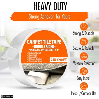 Heavy Duty Double Sided Carpet Tile Tape 2in x 90ft (Bulk 6 Pack) - Image 10