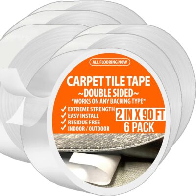 Heavy Duty Double Sided Carpet Tile Tape 2in x 90ft (Bulk 6 Pack)