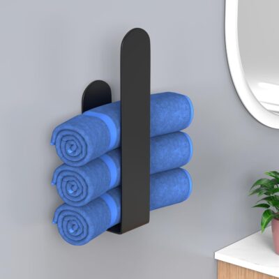 HUFEEOH Black Self-Adhesive Towel Bar for Bathroom - Image 6