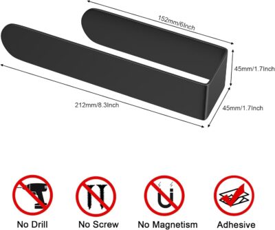 HUFEEOH Black Self-Adhesive Towel Bar for Bathroom - Image 2