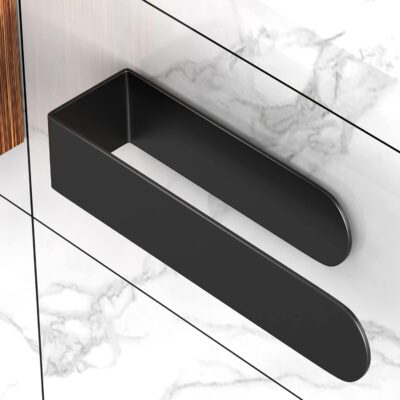 HUFEEOH Black Self-Adhesive Towel Bar for Bathroom