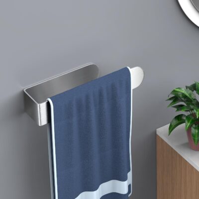 HUFEEOH Silver Self-Adhesive Towel Bar, Stainless Steel Brushed - Image 7