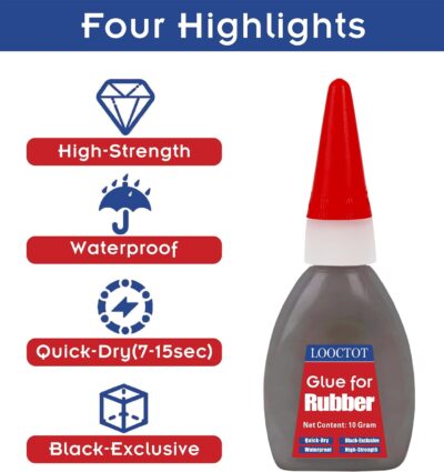 Instant Black Rubber Glue for Various Rubber Materials (20g) - Image 4