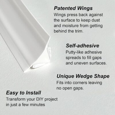 InstaTrim White Self-Adhesive Caulk Trim, 1/2 Inch by 10 Feet - Image 3