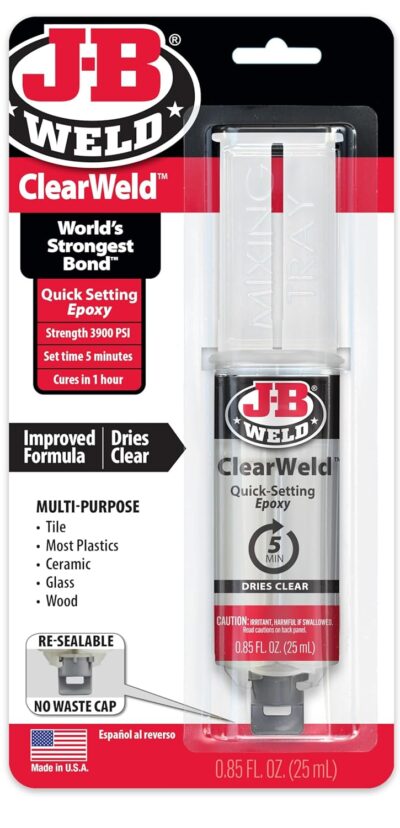 J-B Weld ClearWeld 5 Minute Epoxy Syringe - Clear - 25ml