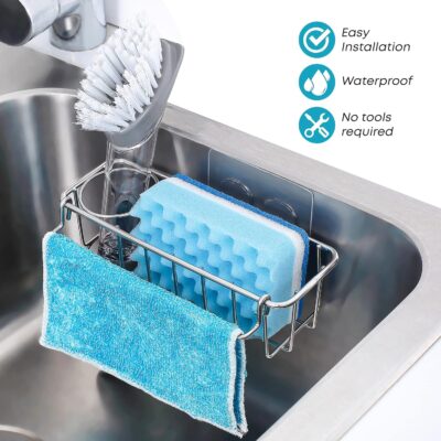 KESOL Stainless Steel Sponge Holder Caddy with Suction Cup - Image 5