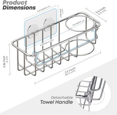 KESOL Stainless Steel Sponge Holder Caddy with Suction Cup - Image 4