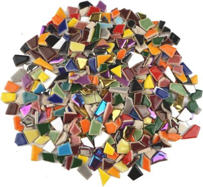 Lanyani Vibrant Broken Ceramic Tiles for Crafts Mosaics - 2 Pounds