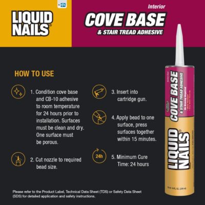 LIQUID NAILS CB-10 Adhesive (10-Ounce) for Cove Base & Stair Tread - Image 3