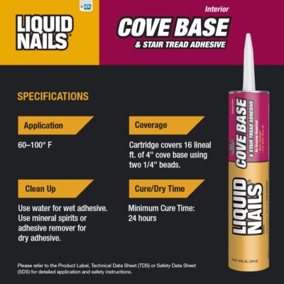 LIQUID NAILS CB-10 Adhesive (10-Ounce) for Cove Base & Stair Tread - Image 4