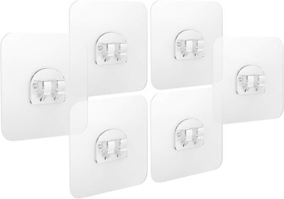 LUXEAR 6 Pack Adhesive Sticker for Bathroom Kitchen - Reusable, Transparent