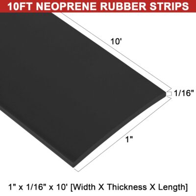 Neoprene Rubber Strips with Adhesive Backing, 1" x 1/16" x 10' - Image 2