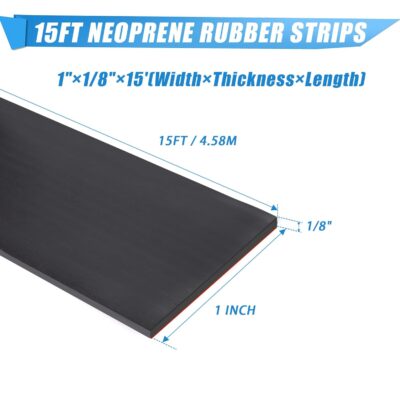 Neoprene Rubber Strips with Adhesive Backing - 1" x 1/8" x 15' - Image 2