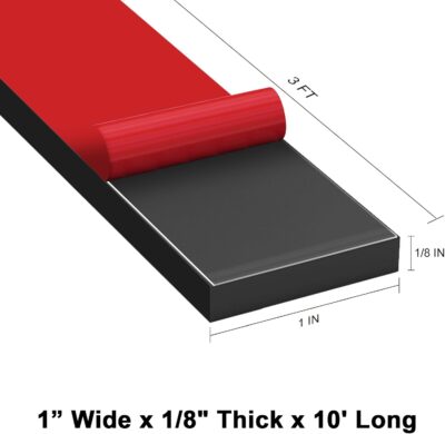 Neoprene Rubber Tape: 1" Wide x 1/8" Thick x 10" Long - Image 2