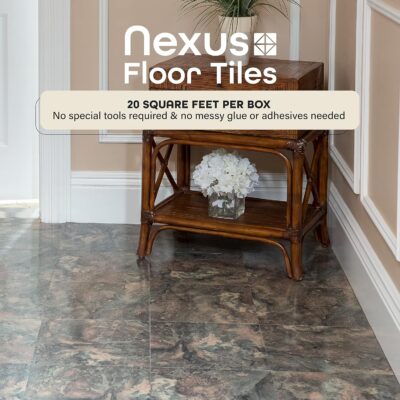 Nexus 12" Vinyl Floor Tiles - Dark Slate Marble Pattern - Image 2