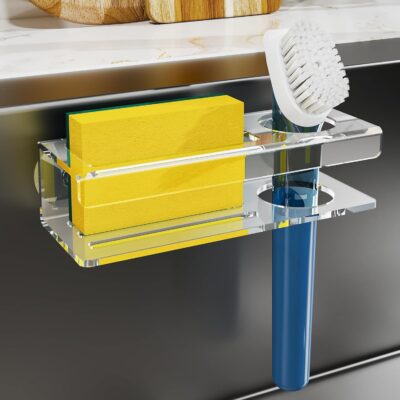 NiHome Acrylic Sponge Holder for Kitchen Sink with Suction Cups - Image 9