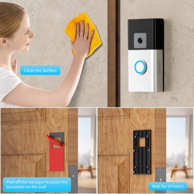 Adhesive Video Doorbell Mount for Various Models, No-Drill Installation - Image 4