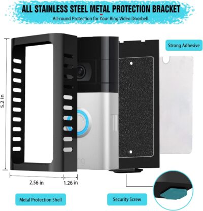 Adhesive Steel Mount for Ring Video Doorbell - No Drill - Image 3