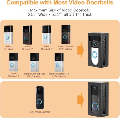 QIBOX Adhesive Video Doorbell Mount for Ring/Blink, Anti-Theft Bracket - Image 2