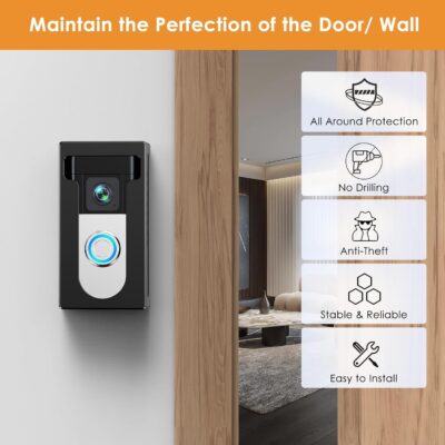 QIBOX Adhesive Mount for Ring/Blink Video Doorbell, Anti-Theft Holder - Image 3