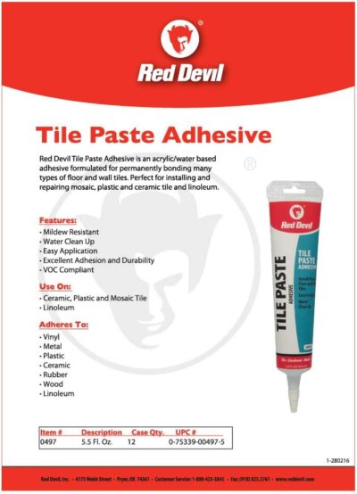 White Tile Paste Adhesive by Red Devil 0497 - Image 3