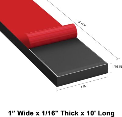 Neoprene Rubber Tape - 1" x 1/16" x 10" - Adhesive Backing - Image 2