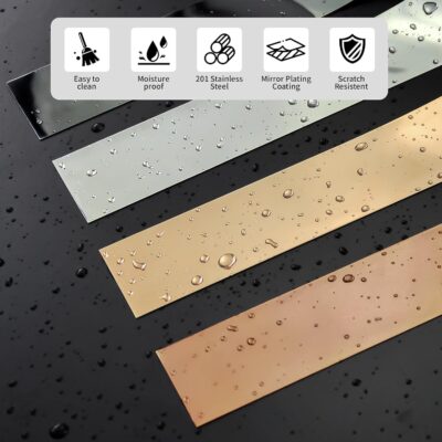 Self-Adhesive Stainless Steel Wall Trim (10Ft x 2inch, Golden) - Image 5