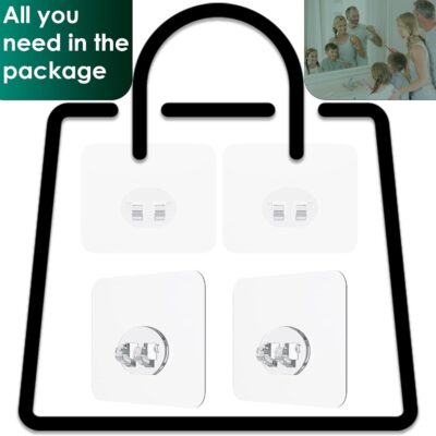 Shower Caddy Adhesive Replacement Stickers 4 Pack & Hook - Image 7