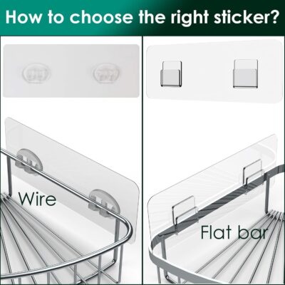 Shower Caddy Adhesive Replacement Stickers 4 Pack & Hook - Image 9