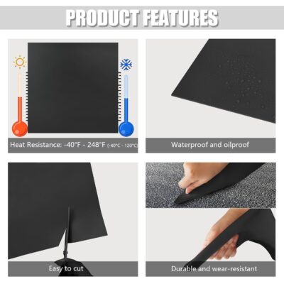 12x12x1/25 Silicone Rubber Sheet with Adhesive, Black, Commercial Grade - Image 4