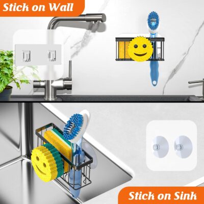 Smiley Face Sponge Holder for Kitchen Sink, Black - Image 7