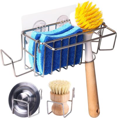 Stainless Steel 5-In-1 Sink Caddy with Rotatable Racks