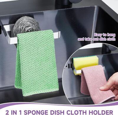 Stainless Steel Sink Caddy Organizer Rack with Adhesive - Image 3